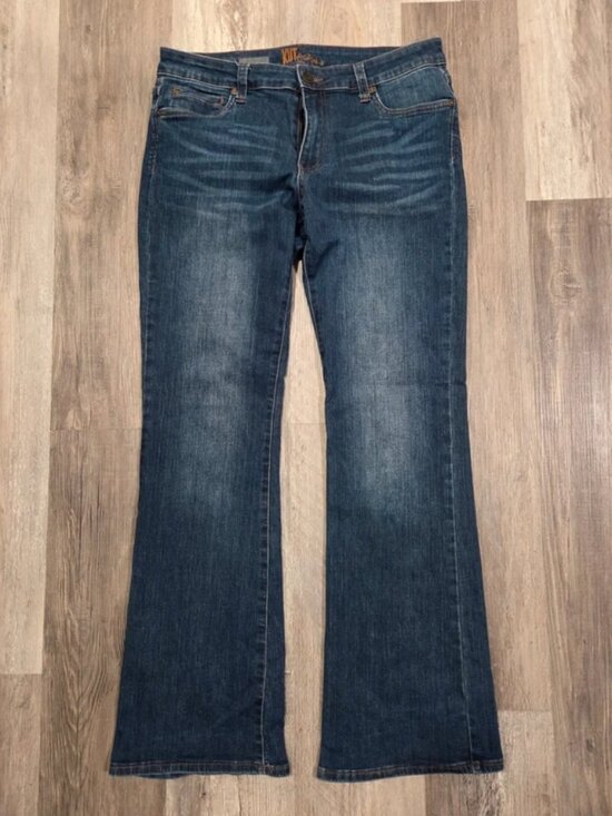 Denim - Y2K Style Kut from the Kloth Dark Blue Denim Flared Wide Legged Jeans Size 12